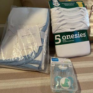 Baby Swaddle, Onesies and New Pacifiers
